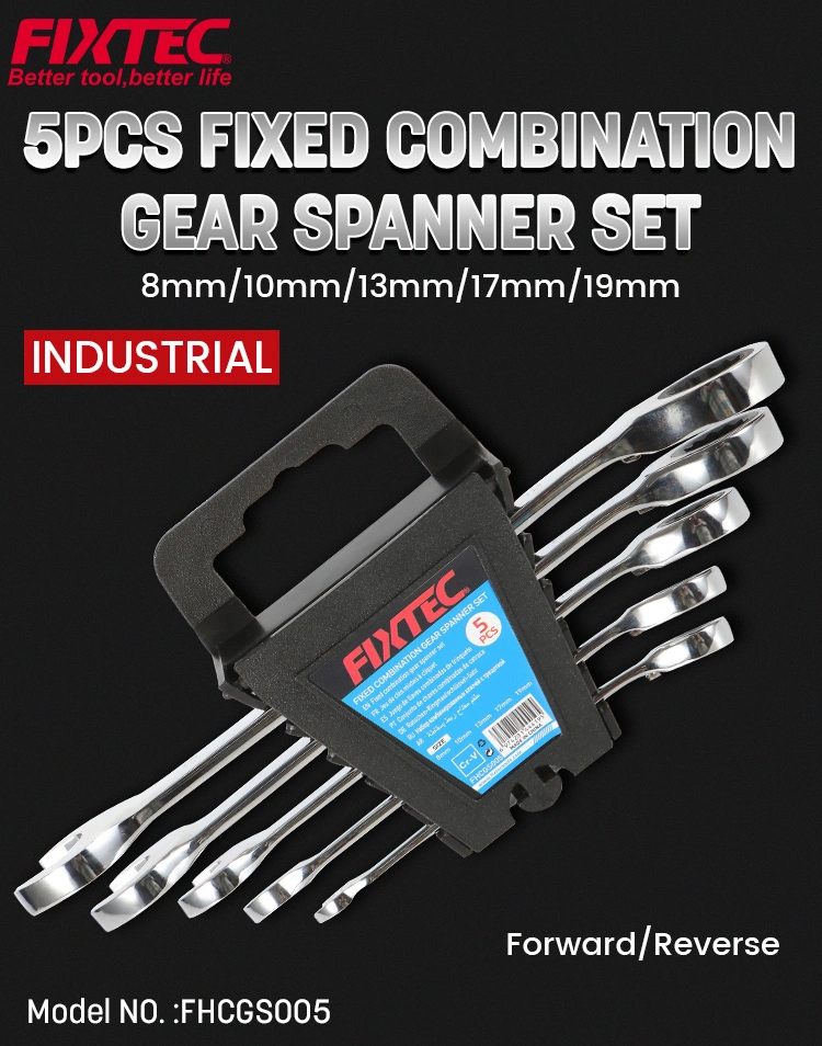 Fixtec 5PCS Fixed Combination Gear Heavy Duty Spanners Set Mechanics Wrench Tools